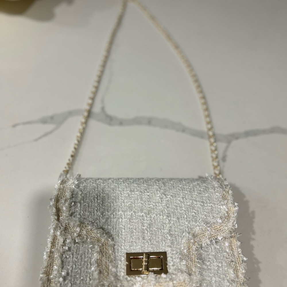 White Evening Crossbody Bag – Chanel-Inspired – Never Used